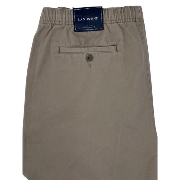 Lands' End Men's Traditional Fit Pants Flat Front Tan Large (36 / 38) Chino NWT - Picture 12 of 14